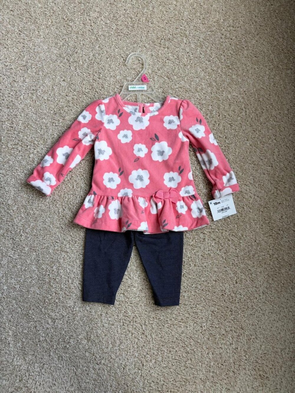 Child of Mine made by Carter's Infant Girls 2pc Set Pink Floral Sz 18 Months New